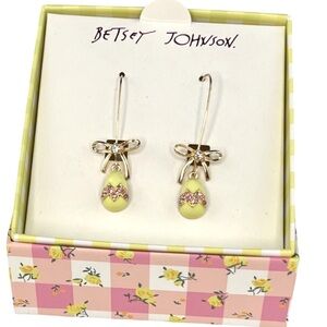 Betsey Johnson - ‘Easter Egg - Bow’ dangle earrings. NWT Last one!
